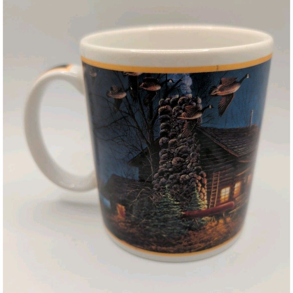 Terry Redlin "Moonlight Retreat" Mug 1998 Cabin Canoe Geese